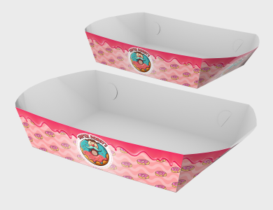 Embalagem Multiuso Bandeja Papel Alimentício 270g com Película Antigordura 11x7,5x3,5cm - 4x0 - 100 unid