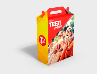 Caixa de Presente Média com Alça Couchê 300g Verniz Total Frente 18,9x9x22,5cm - 4x0 - 250 unid