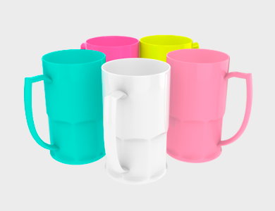 Caneca de Chopp Colorida em Polímero para Sublimação 500ml - 25 unid