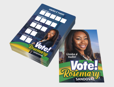 Colinha Política Couchê 250g Verniz Total Frente 6,5x9,5cm - Cantos Arredondados - 4x1 - 10000 unid