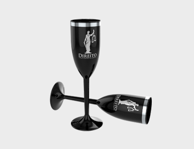 Taça de Champagne com Borda Metalizada 215ml - 1 Cor de Impressão - 1x1 - 10 unid